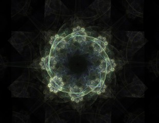 Lacy colorful clockwork pattern, digital fractal art design