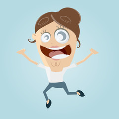 funny cartoon woman jumping