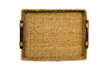 Woven rope basket with handles top view