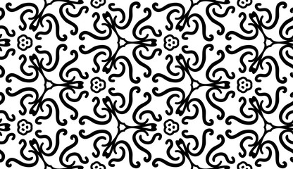 black and white ethnic seamless pattern