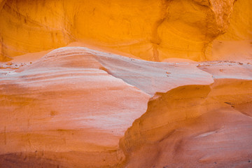 Dried riverbed with beautiful solid sand shapes on Fuerteventura island in Spain. Abstract background