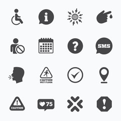 Attention notification icons. Information signs.