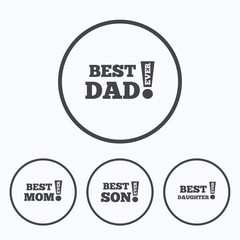 Best mom and dad, son, daughter icons.