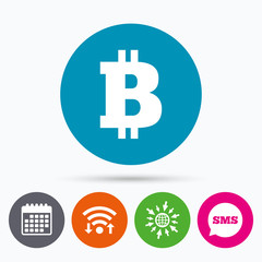 Bitcoin sign icon. Cryptography currency symbol