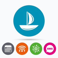 Obraz premium Sail boat icon. Ship sign.