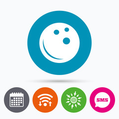 Fototapeta premium Bowling ball sign icon. Bowl symbol.