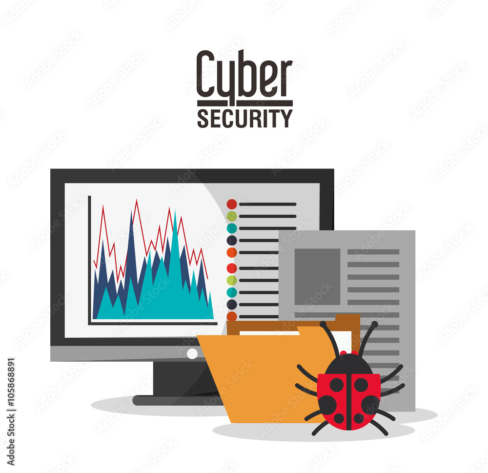 Poster cyber security with computer design