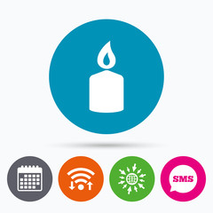 Candle sign icon. Fire symbol.
