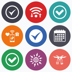 Check signs. Checkbox confirm icons.