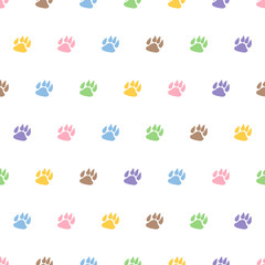 Traces of dog seamless pattern background.