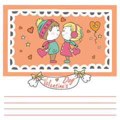 couple in love with hearts, Valentine card