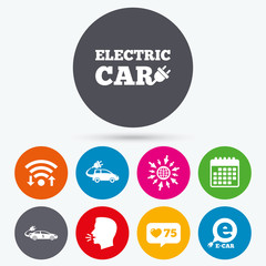 Electric car sign. Sedan and Hatchback transport