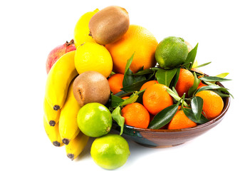 fruits on a white background.