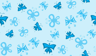 Vector seamless background of butterflies. Chaotic butterfly