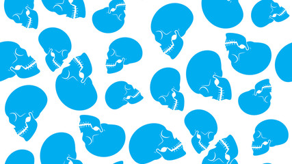 Vector seamless background of skulls. Chaotic skull