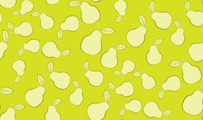 Vector seamless pattern of pears. Chaotic pears