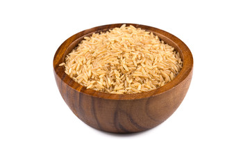 Rice in wooden bowl