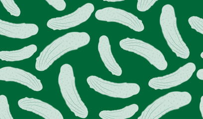 Vector seamless background of cucumbers. Chaotic cucumbers