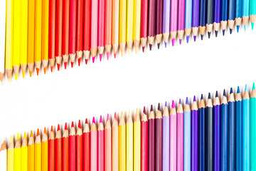 Colour pencils isolated on white background