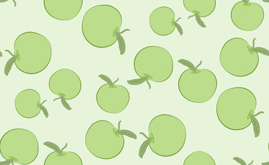 Vector seamless background of apples. Randomly scattered apples