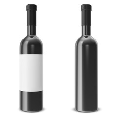 Set wine bottle isolated on white background.