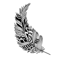 Vector Illustration of an Abstract Ornamental Feather