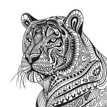 Vector Illustration of an Abstract Ornamental Tiger