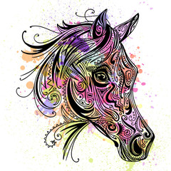 Vector Illustration of an Abstract Ornamental Horse