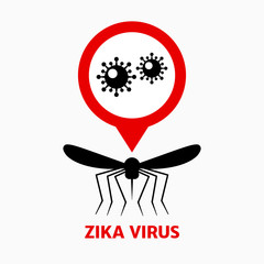 Zika virus, mosquito and virus icon, danger for pregnant