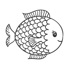 Vector Illustration of a Cute Hand Drawn Fish