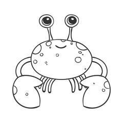 Vector Illustration of a Cute Hand Drawn Crab