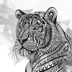 Vector Illustration of an Abstract Ornamental Tiger