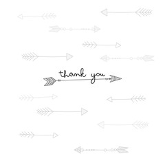 Thank you card with ethnic arrows in tribal style