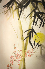 Plakaty  Bambus słoneczny i gałąź śliwki
