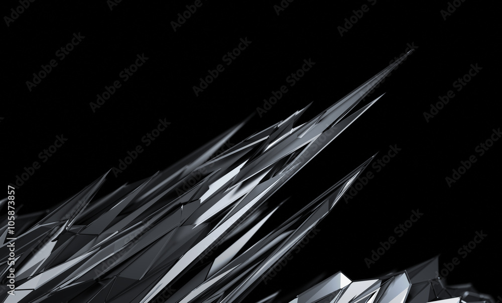 Poster abstract 3d rendering of chaotic surface. background with futuristic polygonal shape. noisy low poly