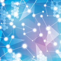 Abstract molecule blue colors background