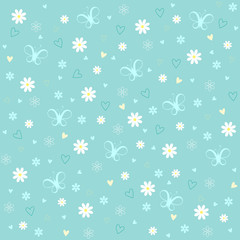 vector floral pattern on blue background