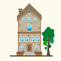 Double-staged home and tree with leaves