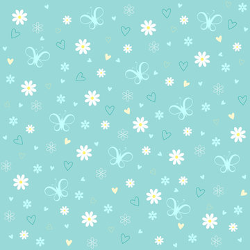 vector floral pattern on blue background