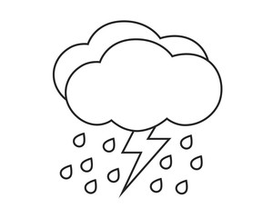 Line icon rain with storm. Weather icon isolated on white background.