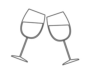 Line icon two glasses of wine. Vector illustration.