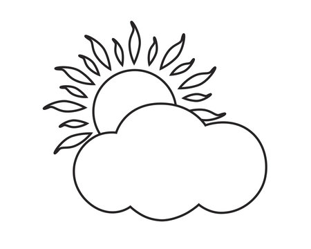 Line icon sunny and cloudy day. Vector illustration.