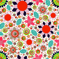 Endless, summer flowers pattern, made of acrylic, watercolor, handmade, from original canvas art. Grunge paint texture with brush stroke effect. 3d shadows.