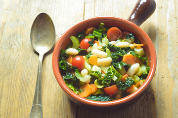 Ribollita, Tuscan soup classic, old-fashioned meal peasants.