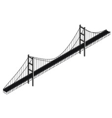 Isometric suspension bridge, vector
