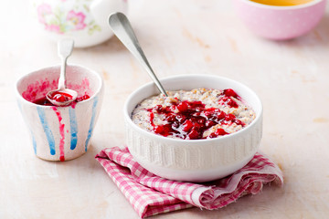 porridge with cranberry sauce