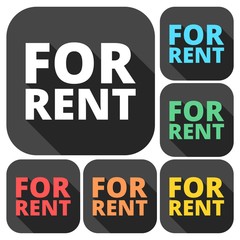 For rent icons set with long shadow