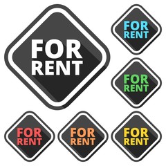For rent icons set with long shadow