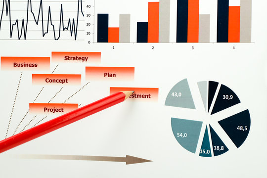 colorful graphs, charts, marketing research and business annual