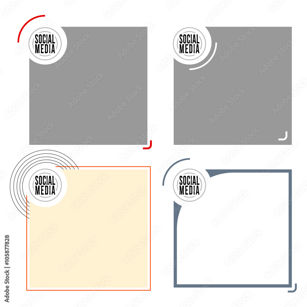 Poster four different text frames for your text and social media symbol